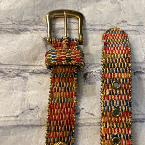 ELITE FRESNO CALIFORNIA COLORFUL FABRIC WITH COLORS STONES GOLD TONE BUCKLE - Picture 7 of 10